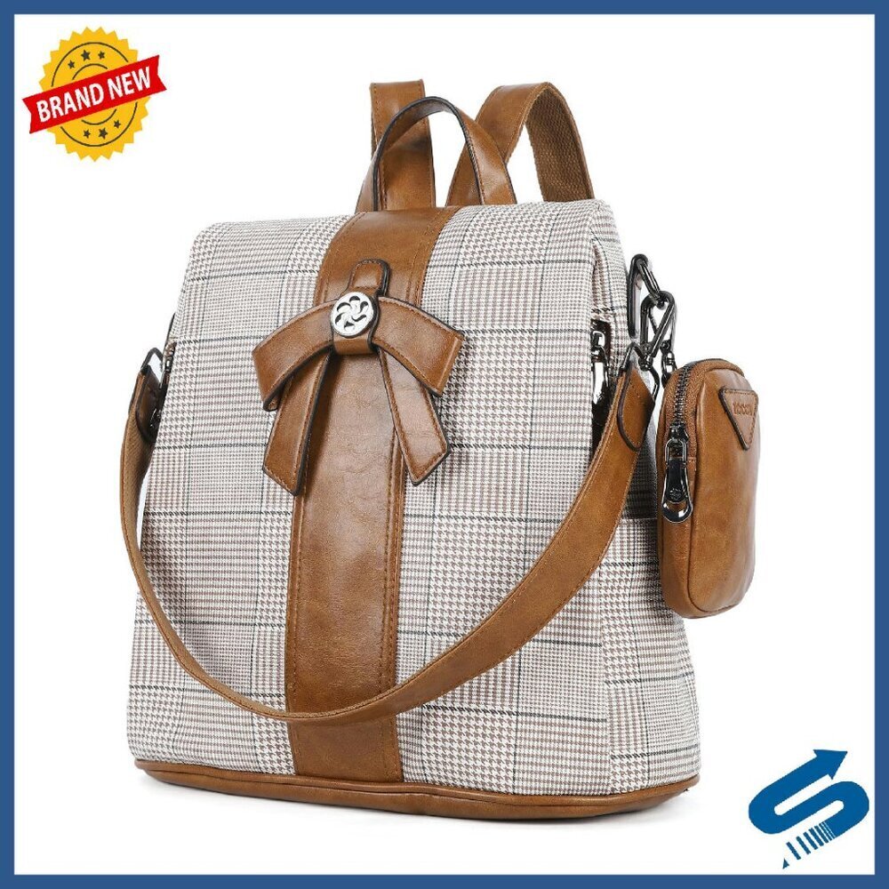 Vegan Leather Anti-Theft Backpack Purse with Wallet, 3-Way Carry